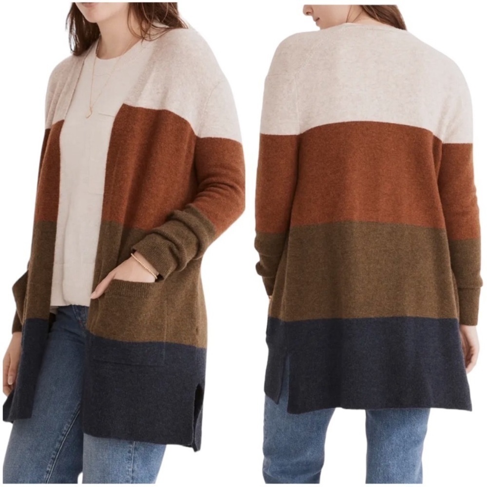 Madewell | Women’s Kent Colorblock Merino Wool Blend Longlime Cardigan Size S